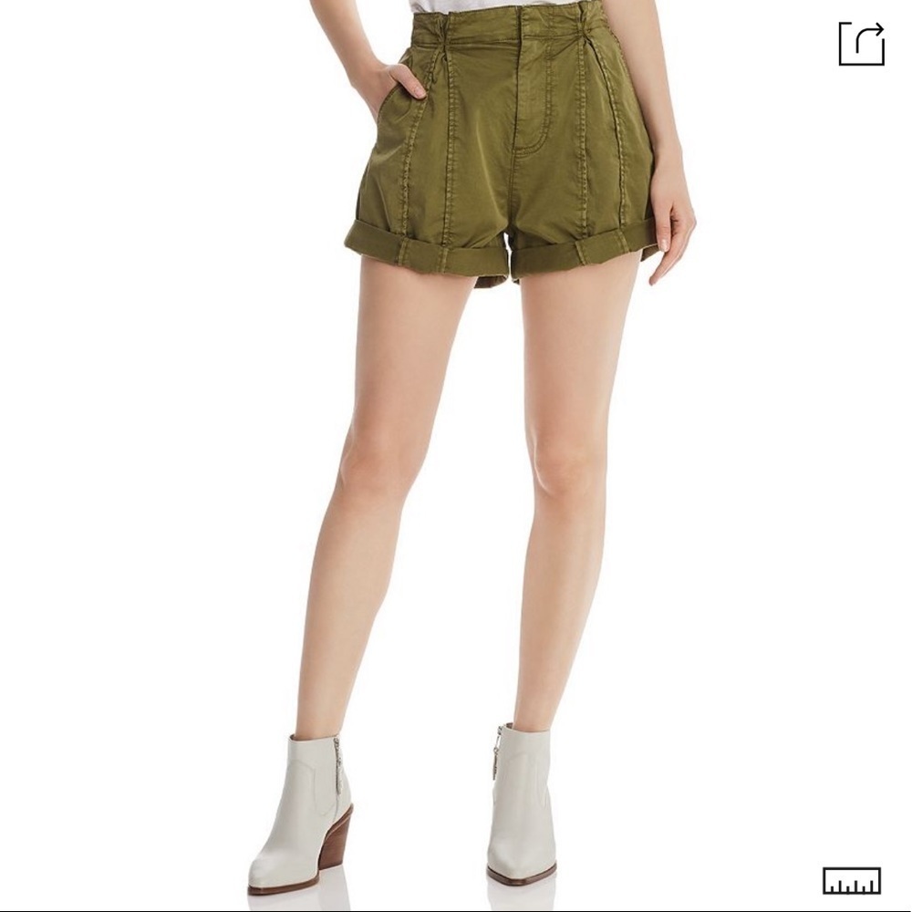 JOIE Xandria olive green paper bag high waist shorts - Picture 7 of 12